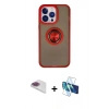 MARSİLYAN™- iPhone 13 Pro Max Kılıf Yörünge Çizgi - Siyah 3D Antistatik Cam Ekran Koruyucu + Pers Alüminyum Kamera Lens - GI