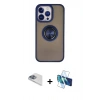 MARSİLYAN™- iPhone 13 Pro Max Kılıf Yörünge Çizgi - Siyah 3D Antistatik Cam Ekran Koruyucu + Pers Alüminyum Kamera Lens - SABE