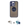 MARSİLYAN™- iPhone 13 Pro Max Kılıf Yörünge Çizgi - Siyah 3D Antistatik Cam Ekran Koruyucu + Pers Alüminyum Kamera Lens - GD