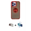 MARSİLYAN™- iPhone 13 Pro Max Kılıf Yörünge Çizgi - Siyah 3D Antistatik Cam Ekran Koruyucu + Rainbow Kamera Lens Koruma Cam - KI