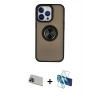 MARSİLYAN™- iPhone 13 Pro Max Kılıf Yörünge Çizgi - Siyah 3D Antistatik Cam Ekran Koruyucu + Rainbow Kamera Lens Koruma Cam - MI