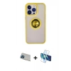 MARSİLYAN™- iPhone 13 Pro Max Kılıf Yörünge Çizgi - Siyah 3D Antistatik Cam Ekran Koruyucu + Rainbow Kamera Lens Koruma Cam - MI