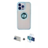 MARSİLYAN™- iPhone 13 Pro Max Kılıf Yörünge Çizgi - Siyah 3D Antistatik Cam Ekran Koruyucu + Rainbow Kamera Lens Koruma Cam - MI