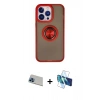 MARSİLYAN™- iPhone 13 Pro Max Kılıf Yörünge Çizgi - Siyah 3D Antistatik Cam Ekran Koruyucu + Rainbow Kamera Lens Koruma Cam - MI