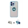 MARSİLYAN™- iPhone 13 Pro Max Kılıf Yörünge Çizgi - Siyah 3D Antistatik Cam Ekran Koruyucu + Rainbow Kamera Lens Koruma Cam - BZ