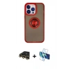MARSİLYAN™- iPhone 13 Pro Max Kılıf Yörünge Çizgi - Siyah 3D Antistatik Cam Ekran Koruyucu + Raze Metal Kamera Lens - GD
