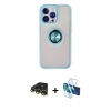 MARSİLYAN™- iPhone 13 Pro Max Kılıf Yörünge Çizgi - Siyah 3D Antistatik Cam Ekran Koruyucu + Raze Metal Kamera Lens - GD