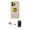 MARSİLYAN™- iPhone 13 Pro Max Kılıf Yörünge Çizgi - Siyah 3D Antistatik Hayalet Cam Ekran Koruyucu + Pers Alüminyum Kamera Lens - GI