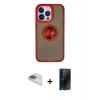 MARSİLYAN™- iPhone 13 Pro Max Kılıf Yörünge Çizgi - Siyah 3D Antistatik Hayalet Cam Ekran Koruyucu + Pers Alüminyum Kamera Lens - GD
