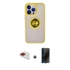 MARSİLYAN™- iPhone 13 Pro Max Kılıf Yörünge Çizgi - Siyah 3D Antistatik Hayalet Cam Ekran Koruyucu + Pers Alüminyum Kamera Lens - KI