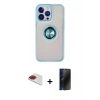 MARSİLYAN™- iPhone 13 Pro Max Kılıf Yörünge Çizgi - Siyah 3D Antistatik Hayalet Cam Ekran Koruyucu + Pers Alüminyum Kamera Lens - KI