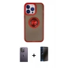 MARSİLYAN™- iPhone 13 Pro Max Kılıf Yörünge Çizgi - Siyah 3D Antistatik Hayalet Cam Ekran Koruyucu + Neon Fosforlu Kamera Lens - BZ