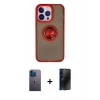 MARSİLYAN™- iPhone 13 Pro Max Kılıf Yörünge Çizgi - Siyah 3D Antistatik Hayalet Cam Ekran Koruyucu + Neon Fosforlu Kamera Lens - MI