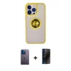 MARSİLYAN™- iPhone 13 Pro Max Kılıf Yörünge Çizgi - Siyah 3D Antistatik Hayalet Cam Ekran Koruyucu + Neon Fosforlu Kamera Lens - MI