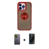 MARSİLYAN™- iPhone 13 Pro Max Kılıf Yörünge Çizgi - Siyah 3D Antistatik Hayalet Cam Ekran Koruyucu + Neon Fosforlu Kamera Lens - YL