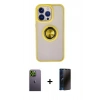 MARSİLYAN™- iPhone 13 Pro Max Kılıf Yörünge Çizgi - Siyah 3D Antistatik Hayalet Cam Ekran Koruyucu + Neon Fosforlu Kamera Lens - YL
