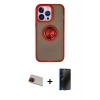 MARSİLYAN™- iPhone 13 Pro Max Kılıf Yörünge Çizgi - Siyah 3D Antistatik Hayalet Cam Ekran Koruyucu + Rainbow Kamera Lens Koruma Cam - KI