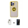 MARSİLYAN™- iPhone 13 Pro Max Kılıf Yörünge Çizgi - Siyah 3D Antistatik Hayalet Cam Ekran Koruyucu + Shine Kamera Lens - GD