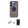 MARSİLYAN™- iPhone 13 Pro Max Kılıf Yörünge Çizgi - Siyah 3D Antistatik Hayalet Cam Ekran Koruyucu + Shine Kamera Lens Koruma Cam - MI