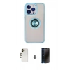 MARSİLYAN™- iPhone 13 Pro Max Kılıf Yörünge Çizgi - Siyah 3D Antistatik Hayalet Cam Ekran Koruyucu + Shine Kamera Lens - GD