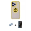 MARSİLYAN™- iPhone 13 Pro Max Kılıf Yörünge Çizgi - Siyah 3D Antistatik Hayalet Cam Ekran Koruyucu + Shine Kamera Lens Koruma Cam - MI