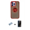 MARSİLYAN™- iPhone 13 Pro Max Kılıf Yörünge Çizgi - Siyah 3D Antistatik Hayalet Cam Ekran Koruyucu + Shine Kamera Lens Koruma Cam - MI
