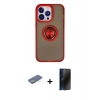 MARSİLYAN™- iPhone 13 Pro Max Kılıf Yörünge Çizgi - Siyah 3D Antistatik Hayalet Cam Ekran Koruyucu + Renkli Kamera Lens Koruma Cam - YL