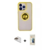 MARSİLYAN™- iPhone 13 Pro Max Kılıf Yörünge Çizgi - Siyah 6D Mat Seramik Hayalet Nano Ekran Koruyucu + Pers Alüminyum Kamera Lens - GD
