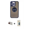 MARSİLYAN™- iPhone 13 Pro Max Kılıf Yörünge Çizgi - Siyah 6D Mat Seramik Hayalet Nano Ekran Koruyucu + Rainbow Kamera Lens Koruma Cam - KI
