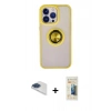 MARSİLYAN™- iPhone 13 Pro Max Kılıf Yörünge Çizgi - Siyah 6D Mat Seramik Hayalet Nano Ekran Koruyucu + Pers Alüminyum Kamera Lens - LT