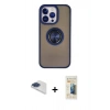 MARSİLYAN™- iPhone 13 Pro Max Kılıf Yörünge Çizgi - Siyah 6D Mat Seramik Hayalet Nano Ekran Koruyucu + Pers Alüminyum Kamera Lens - LT