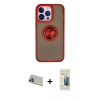 MARSİLYAN™- iPhone 13 Pro Max Kılıf Yörünge Çizgi - Siyah 6D Mat Seramik Hayalet Nano Ekran Koruyucu + Mor Rainbow Kamera Lens Koruma Cam