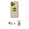 MARSİLYAN™- iPhone 13 Pro Max Kılıf Yörünge Çizgi - Siyah 6D Mat Seramik Hayalet Nano Ekran Koruyucu + Mor Rainbow Kamera Lens Koruma Cam