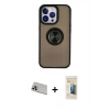 MARSİLYAN™- iPhone 13 Pro Max Kılıf Yörünge Çizgi - Siyah 6D Mat Seramik Hayalet Nano Ekran Koruyucu + Mor Rainbow Kamera Lens Koruma Cam