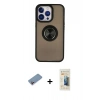 MARSİLYAN™- iPhone 13 Pro Max Kılıf Yörünge Çizgi - Siyah 6D Mat Seramik Hayalet Nano Ekran Koruyucu + Shine Kamera Lens Koruma Cam - PE