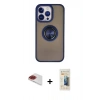 MARSİLYAN™- iPhone 13 Pro Max Kılıf Yörünge Çizgi - Siyah 6D Mat Seramik Hayalet Nano Ekran Koruyucu + Pers Alüminyum Kamera Lens - KI