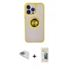 MARSİLYAN™- iPhone 13 Pro Max Kılıf Yörünge Çizgi - Siyah 6D Mat Seramik Hayalet Nano Ekran Koruyucu + Pers Alüminyum Kamera Lens - SABE