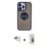 MARSİLYAN™- iPhone 13 Pro Max Kılıf Yörünge Çizgi - Siyah 6D Mat Seramik Hayalet Nano Ekran Koruyucu + Pers Alüminyum Kamera Lens - SABE