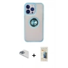 MARSİLYAN™- iPhone 13 Pro Max Kılıf Yörünge Çizgi - Siyah 6D Mat Seramik Hayalet Nano Ekran Koruyucu + Pers Alüminyum Kamera Lens - SABE
