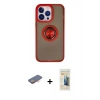 MARSİLYAN™- iPhone 13 Pro Max Kılıf Yörünge Çizgi - Siyah 6D Mat Seramik Hayalet Nano Ekran Koruyucu + Renkli Kamera Lens Koruma Cam - TU