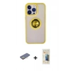 MARSİLYAN™- iPhone 13 Pro Max Kılıf Yörünge Çizgi - Siyah 6D Mat Seramik Hayalet Nano Ekran Koruyucu + Sarı Renkli Kamera Lens Koruma Cam