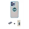 MARSİLYAN™- iPhone 13 Pro Max Kılıf Yörünge Çizgi - Siyah 6D Mat Seramik Hayalet Nano Ekran Koruyucu + Sarı Renkli Kamera Lens Koruma Cam