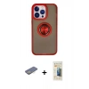 MARSİLYAN™- iPhone 13 Pro Max Kılıf Yörünge Çizgi - Siyah 6D Mat Seramik Hayalet Nano Ekran Koruyucu + Sarı Renkli Kamera Lens Koruma Cam