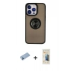 MARSİLYAN™- iPhone 13 Pro Max Kılıf Yörünge Çizgi - Siyah 6D Mat Seramik Hayalet Nano Ekran Koruyucu + Shine Kamera Lens Koruma Cam - MI