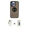 MARSİLYAN™- iPhone 13 Pro Max Kılıf Yörünge Çizgi - Siyah 6D Mat Seramik Hayalet Nano Ekran Koruyucu + Shine Kamera Lens - GD