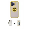 MARSİLYAN™- iPhone 13 Pro Max Kılıf Yörünge Çizgi - Siyah 6D Mat Seramik Hayalet Nano Ekran Koruyucu + Shine Kamera Lens - GD