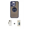 MARSİLYAN™- iPhone 13 Pro Max Kılıf Yörünge Çizgi - Siyah 6D Mat Seramik Hayalet Nano Ekran Koruyucu + Shine Kamera Lens - GD