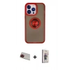 MARSİLYAN™- iPhone 13 Pro Max Kılıf Yörünge Çizgi - Siyah Bilvis 3D Cam Ekran Koruyucu + Rainbow Kamera Lens Koruma Cam - KI
