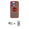 MARSİLYAN™- iPhone 13 Pro Max Kılıf Yörünge Çizgi - Siyah Bilvis 3D Cam Ekran Koruyucu + Mor Rainbow Kamera Lens Koruma Cam