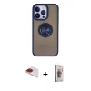 MARSİLYAN™- iPhone 13 Pro Max Kılıf Yörünge Çizgi - Siyah Bilvis 3D Cam Ekran Koruyucu + Pers Alüminyum Kamera Lens - KI